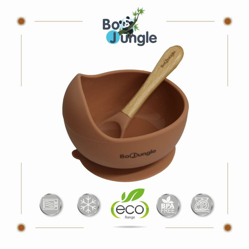 Bo Jungle B-Suction Bowl Silicone & Spoon Terracotta 6m+