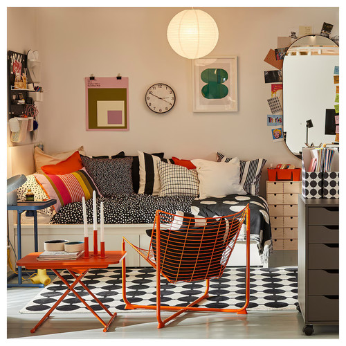 VÄNDPLATS Rug, low pile, white/black dotted, 133x195 cm