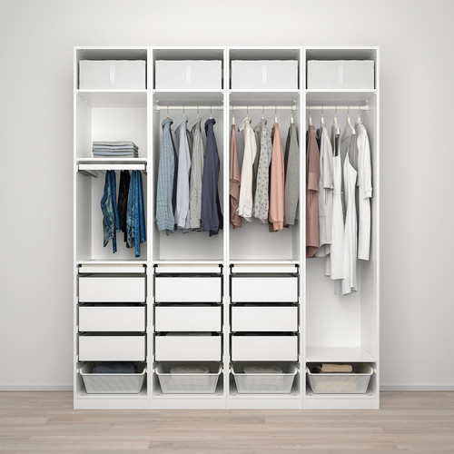 PAX / REINSVOLL/ÅHEIM Wardrobe combination, white/grey-beige, 200x60x236 cm