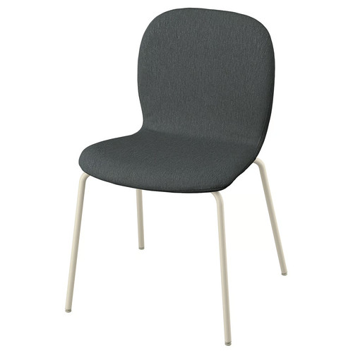 SKÅLSTA Chair, Knäbäck dark grey/tubular metal/light grey-beige