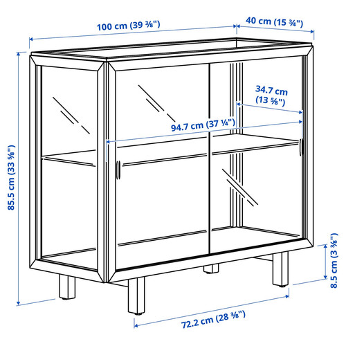 STOCKHOLM 2025 Glass-door cabinet, oak veneer, 100x40x86 cm