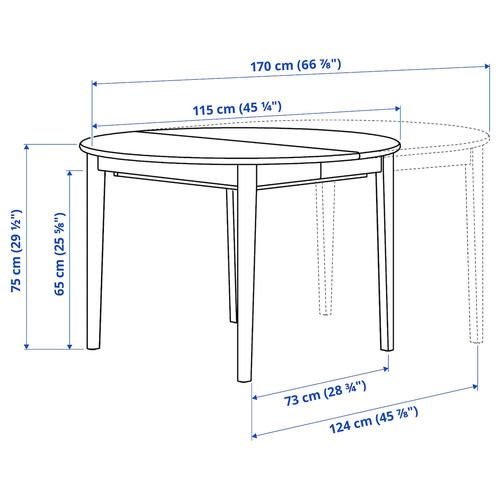 SKANSNÄS / SKANSNÄS Table and 4 chairs, light beech veneer/light beech, 115/170 cm