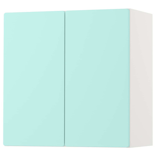 SMÅSTAD Wall cabinet, white pale turquoise, with 1 shelf, 60x30x60 cm
