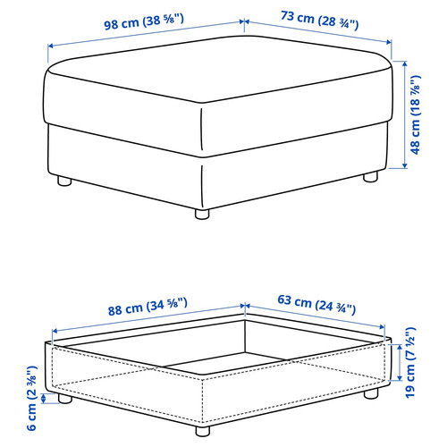 VIMLE Footstool with storage, Gunnared medium grey