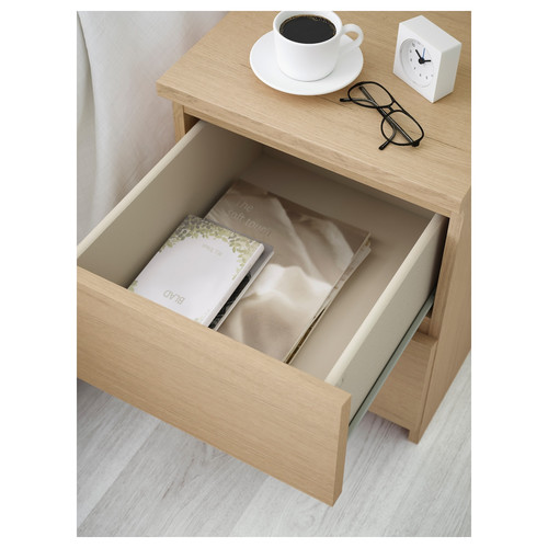 MALM 2-drawer chest, white stained oak veneer, 40x55 cm
