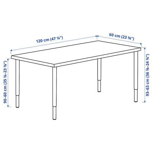 LAGKAPTEN / OLOV Desk, white anthracite/white, 120x60 cm
