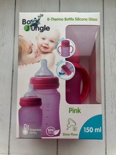 Bo Jungle B-Thermo Bottle Silicone Glass 150ml Pink