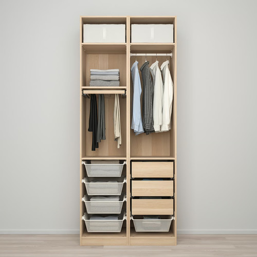 PAX / FORSAND Wardrobe combination, white stained oak effect, 100x60x236 cm