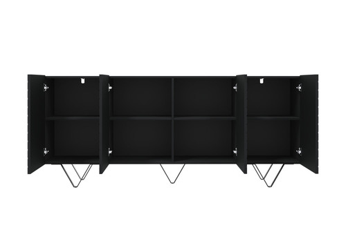 Four-Door Cabinet Scalia 190cm, matt black/black legs
