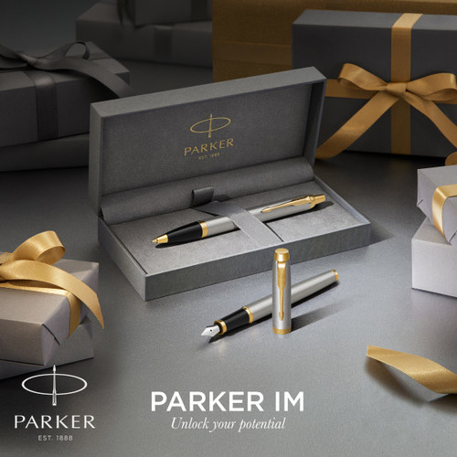 Parker Gift Set Rollerball Pen & Ballpoint Pen IM Steel GT