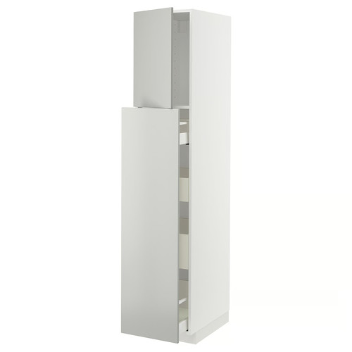 METOD / MAXIMERA Hc w p-o func 1dr/4drw, white/Havstorp light grey, 40x60x200 cm