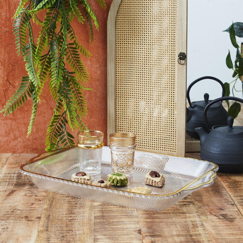 Tray Mirage 41cm, gold rim, plastic