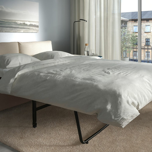 VIMLE Crnr sofa-bed, 5-seat w chaise lng, with wide armrests/Gunnared beige
