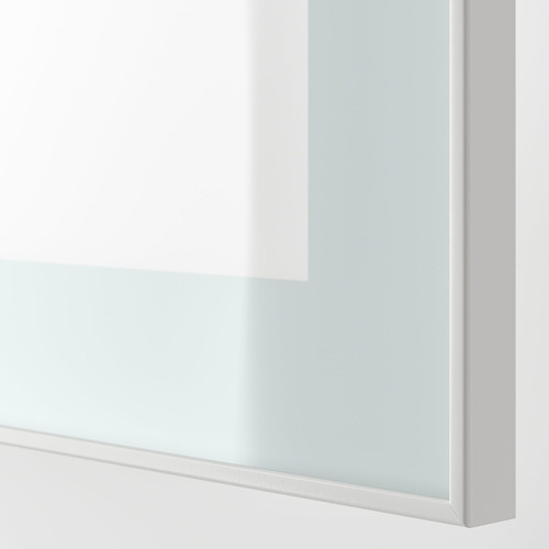 BESTÅ Wall-mounted cabinet combination, white Glassvik/white/light green frosted glass, 60x42x64 cm
