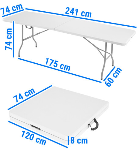 Portable Folding Table Banquet Table 240cm, white