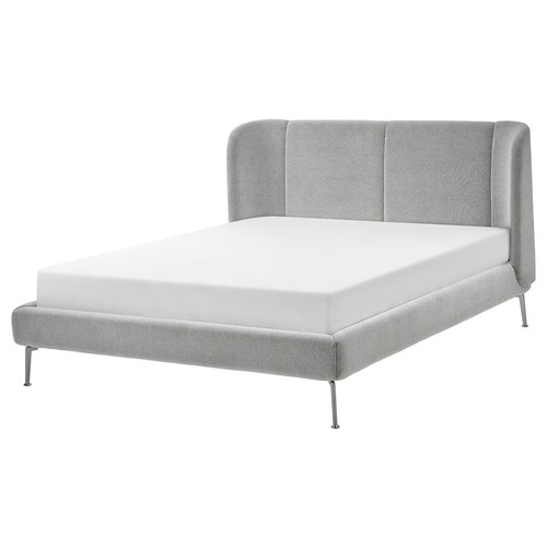 TUFJORD Upholstered bed frame, Tallmyra white/black, 140x200 cm