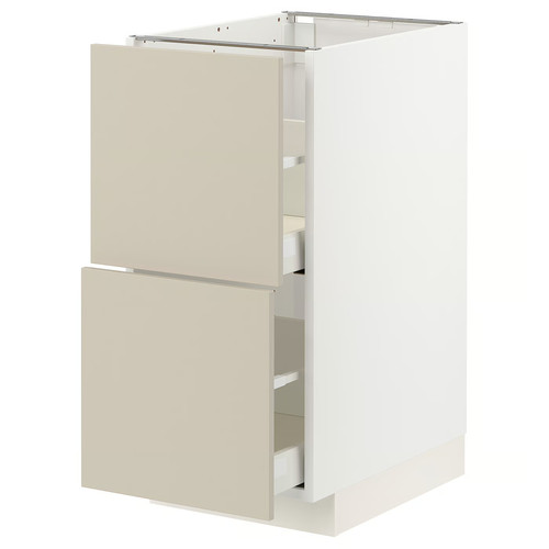 METOD / MAXIMERA Base cab with 2 fronts/2 drawers, white/Havstorp beige, 40x60 cm