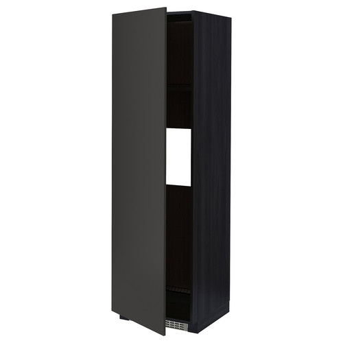 METOD High cab f fridge or freezer w door, black/Nickebo matt anthracite, 60x60x200 cm