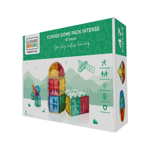 Cleverclixx Magnetic Tiles Curved Dome Pack Intense 47 pieces, 3+
