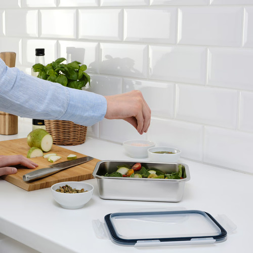 IKEA 365+ food container, rectangular/stainless steel, 15x6 cm