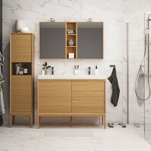 GoodHome Basin Cabinet with Drawers Avela 60 cm, oak effect