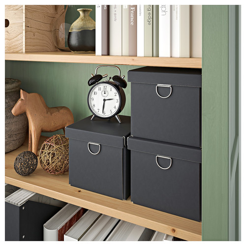 Bookcase, grey-green/light brown stained, 90x197 cm