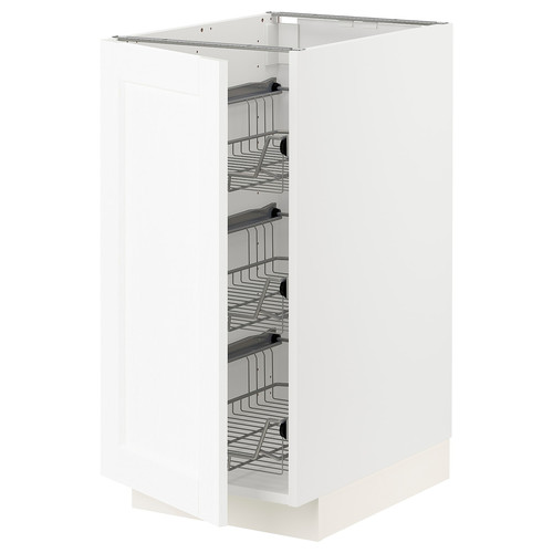 METOD Base cabinet with wire baskets, white Enköping/white wood effect, 40x60 cm