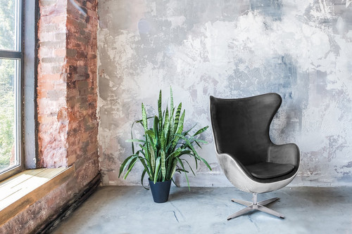 Armchair Egg, aluminium/black PU