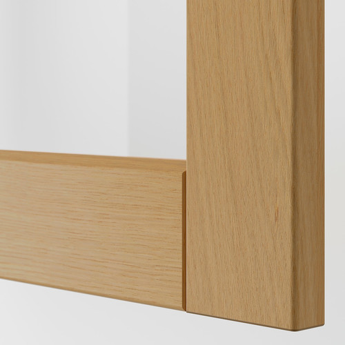 METOD Wall cabinet w shelves/2 glass drs, white/Forsbacka oak, 60x80 cm