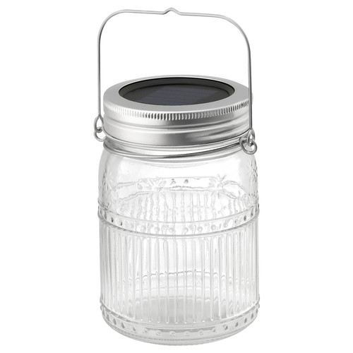 SOLVINDEN LED solar-powered table lamp, outdoor/jar clear, 15 cm