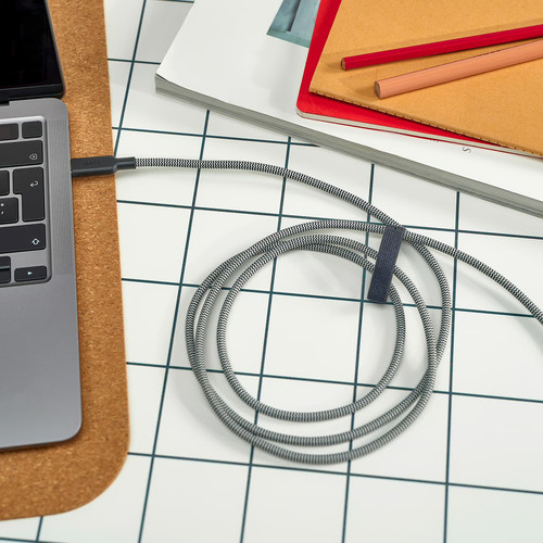 RUNDHULT USB-C to USB-C, black/white, 1.5 m/100 W