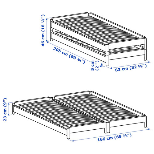 UTÅKER Stackable bed, pine, 80x200 cm