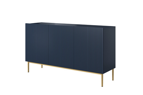 Three-Door Cabinet Nicole 150 cm, dark blue, gold legs