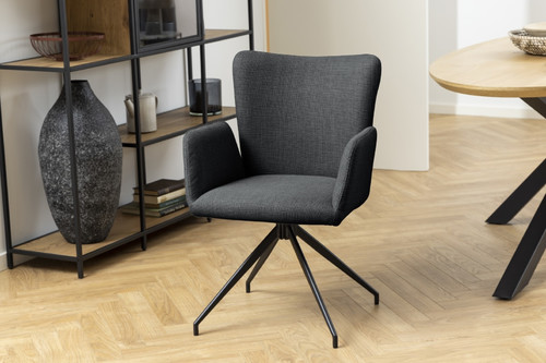 Upholstered Chair with Armrests Laura, dark grey