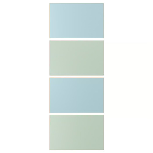 MEHAMN 4 panels for sliding door frame, light blue/light green, 75x201 cm