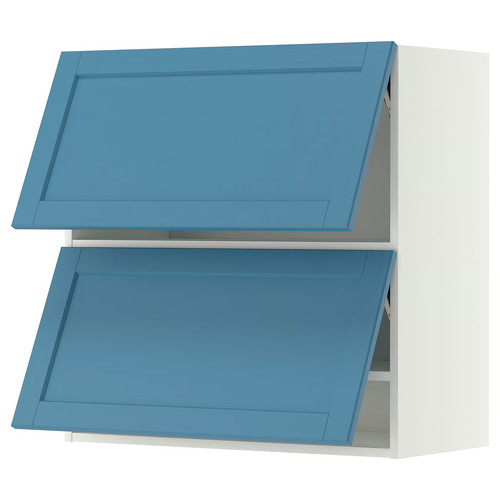 METOD Wall cabinet horizontal w 2 doors, white/Lerhyttan blue, 80x80 cm