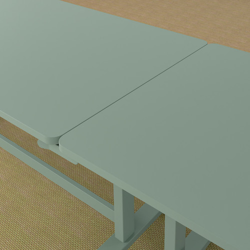 MITTZON Foldable table with castors, green, 140x70 cm