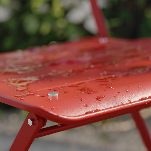SUNDSÖ Table and 2 folding chairs, outdoor bright red/bright red, 65x65 cm