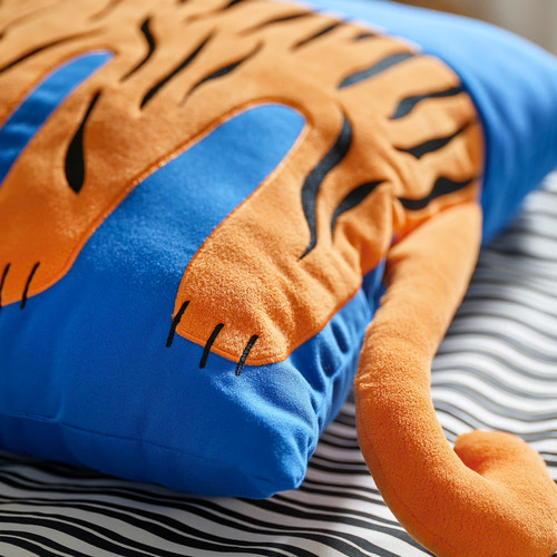 NATTHÄGER Cushion, blue/tiger, 50x50 cm