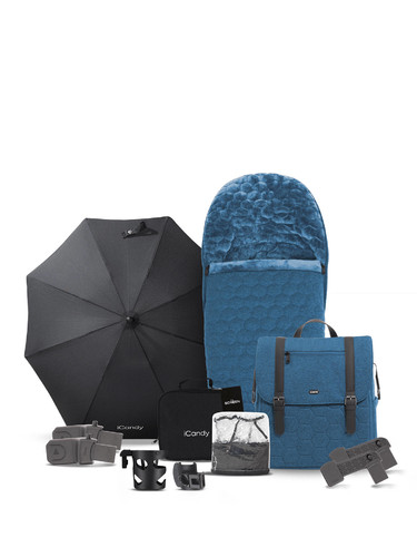 iCandy Core Designer Pushchair and Carrycot Atlantis Blue - Complete Bundle