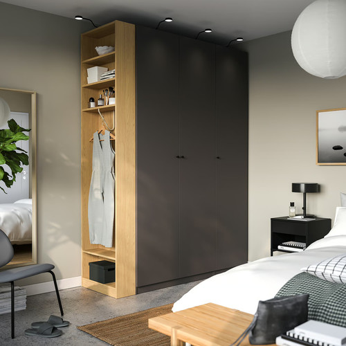 PAX / FORSAND Wardrobe combination, dark grey dark grey/oak effect, 170x60x236 cm