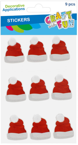 Decorative Santa Hat Stickers, 9 pcs