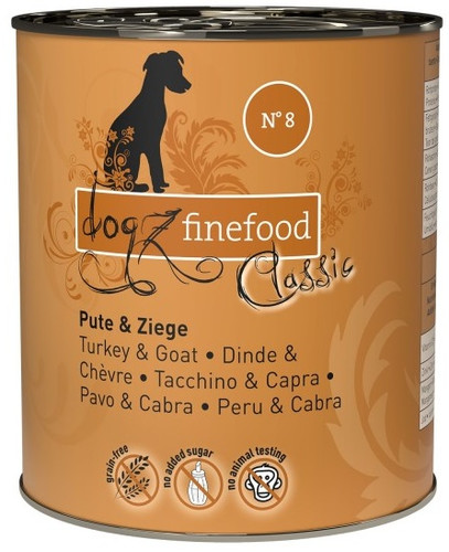 Dogz Finefood N.08 Turkey & Goat Wet Food 800g