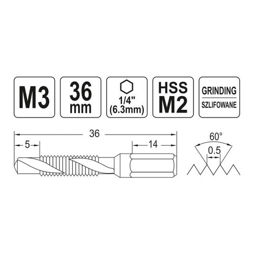 Yato Drill Tap M3 Hex