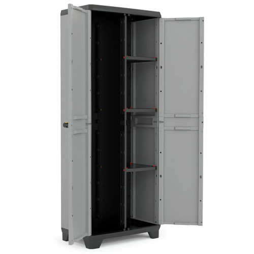 Keter Stilo Tall Storage Cabinet, black/grey