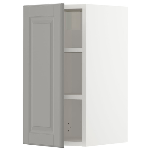 METOD Wall cabinet with shelves, white/Bodbyn grey, 30x60 cm
