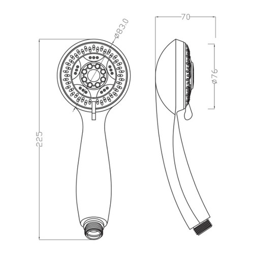 Shower Head Huko 5-settings, chrome