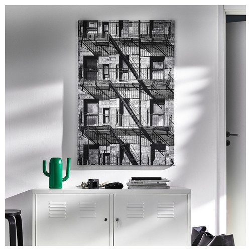 BJÖRKSTA Picture with frame, balconies/aluminium-colour, 78x118 cm