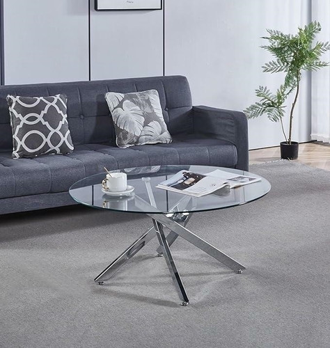 Coffee Table Amber 90cm, transparent/chrome