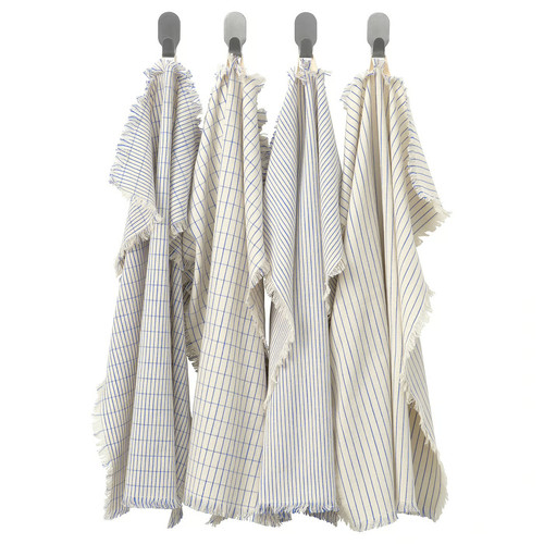 VÄLVÅRDAD Tea towel, white/blue patterned, 45x60 cm